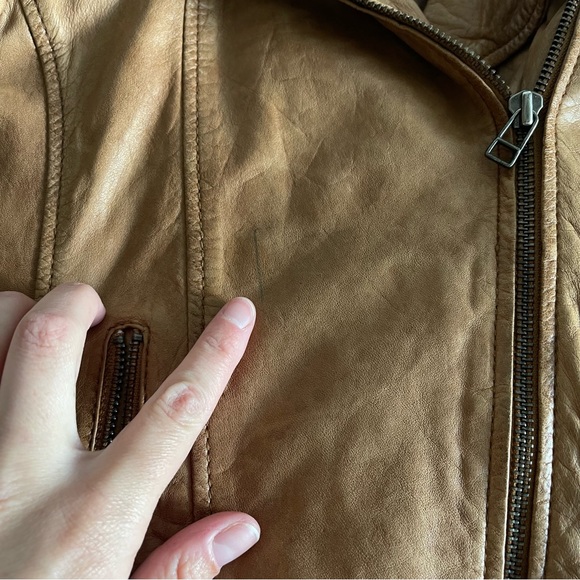 Goosecraft Womens Leather Biker Jacket 438 Real Leather Brown Tan Size Xs - Picture 8 of 13